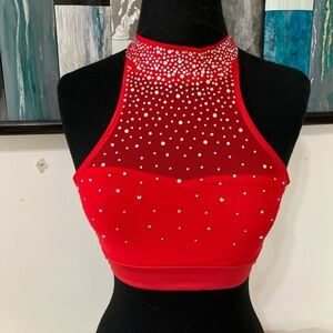SHEIN Red Rhinestone Crop Top